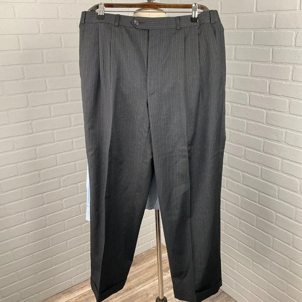 Ralph Lauren‎ Chaps Suit Men 42 34Wx28L Gray Blue Pinstripe Cashmere Wool Canada